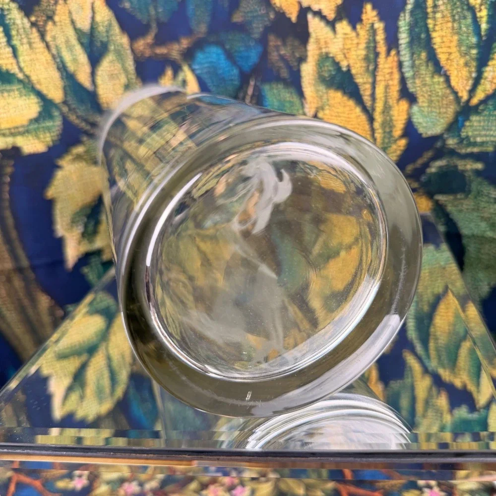 Perry Coyle Signed Hand Etched Frosted Lily‎ Glass Cylinder Vase 11.75 Inch Tall